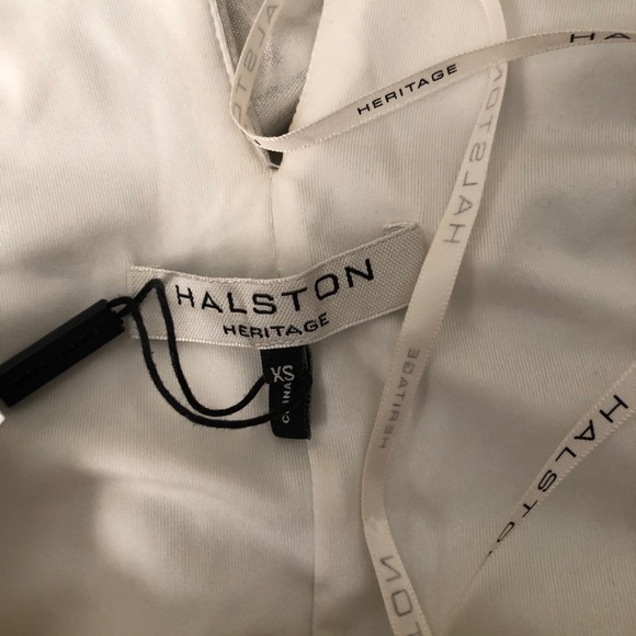 NEW Halston Heritage Knot Drape Neck short dress in Pale Gold size X-Small - Picture 6 of 14